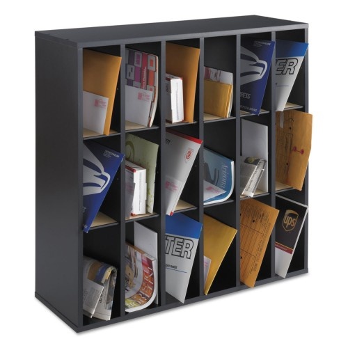 Safco Wood Mail Sorter with Adjustable Dividers, Black