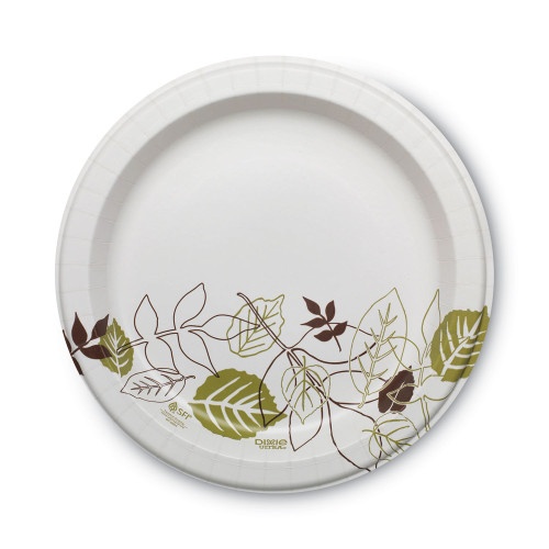 Dixie Pathways Soak Proof Shield Heavyweight Paper Plates, 10.13" Dia, Green/Burgundy, 125/Pack