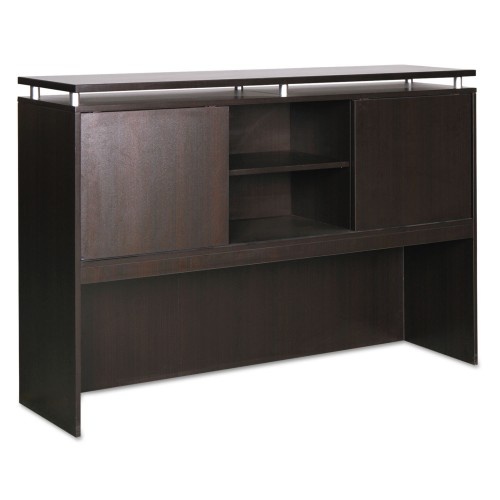 Alera Sedina Series Hutch With Sliding Doors, 72W X 15D X 42.5H, Espresso