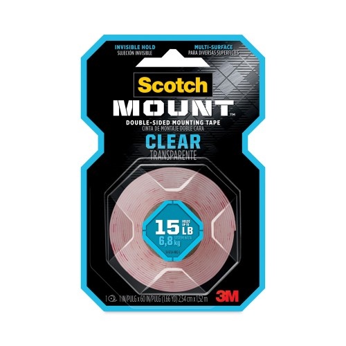Scotch Permanent Clear Mounting Tape - Holds Up To 15 Lbs, 1 X 60, Clear