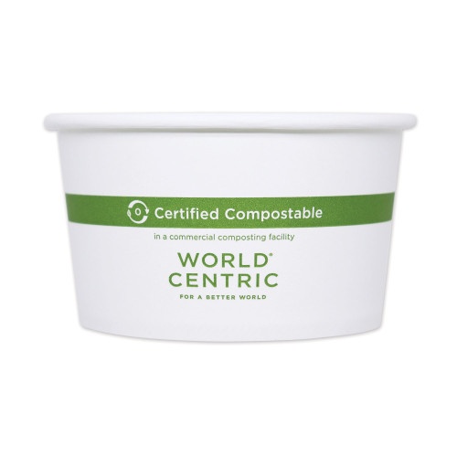 World Centric Paper Bowls, 16 Oz, 4.4" Diameter x 3"H, White, 500/Carton
