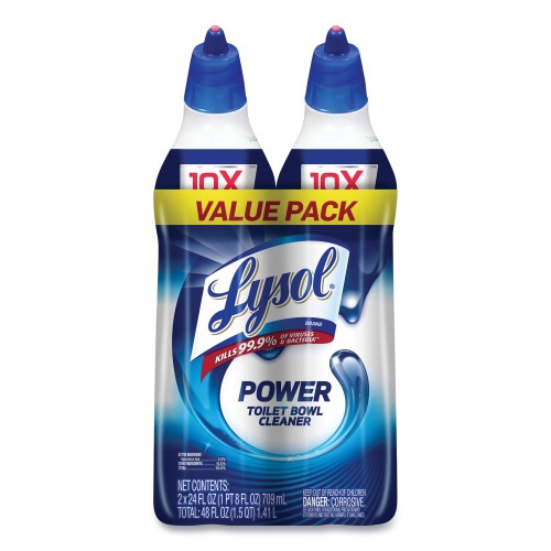 Lysol Disinfectant Toilet Bowl Cleaner, Atlantic Fresh, 24 Oz Bottle, 2/Pack