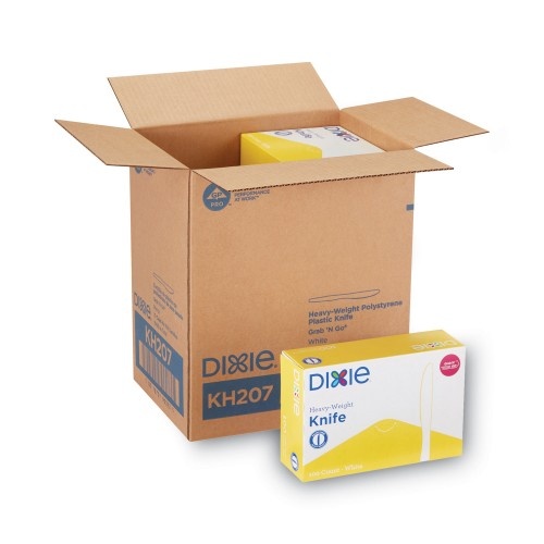 Dixie Plastic Cutlery Heavyweight Knives, White, 1000/Carton