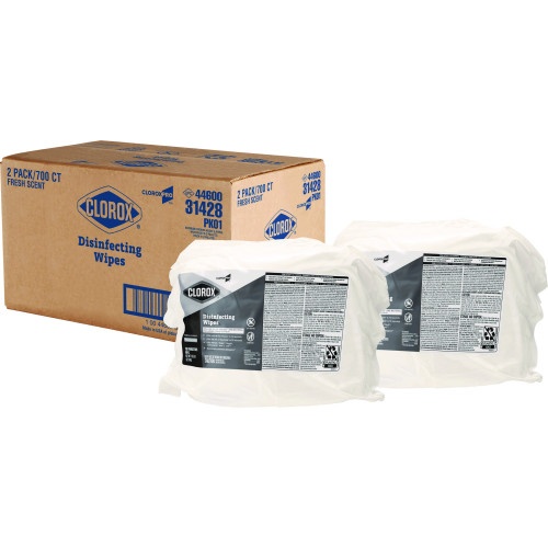 Clorox Disinfecting Wipes, 1-Ply, 7 x 8, Fresh Scent, White, 700/Bag Refill, 2 Bags/Carton