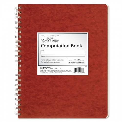 Ampad Computation Book, Quadrille Rule (4 Sq/In), Brown Cover, 11.75 X 9.25 Sheets