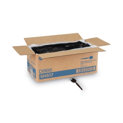 Dixie Plastic Cutlery Heavyweight Soup Spoons, 5 3/4", Black, 1,000/Carton