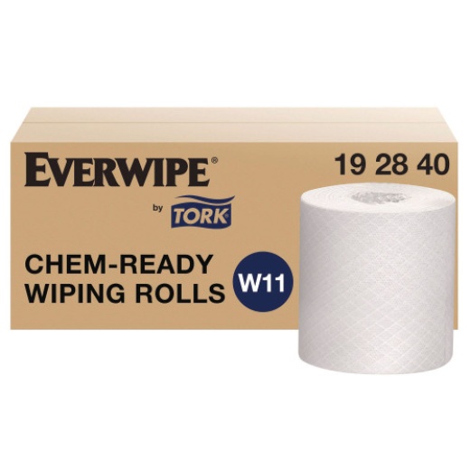 Tork Chem-Ready Wiping Rolls, 1-Ply, 12 X 5.25, White, 180 Sheets, 6 Rolls/Carton