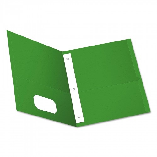 Oxford Twin-Pocket Folders with 3 Fasteners, 0.5" Capacity, 11 x 8.5, Green, 25/Box