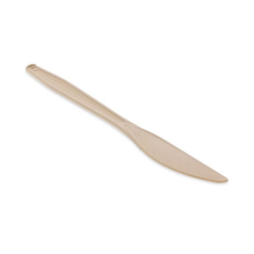 Pactiv Earthchoice PSM Cutlery, Heavyweight, 7.5" Tan Knife, 1,000/Carton