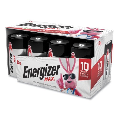 Energizer Max Alkaline D Batteries, 1.5 V, 8/Pack