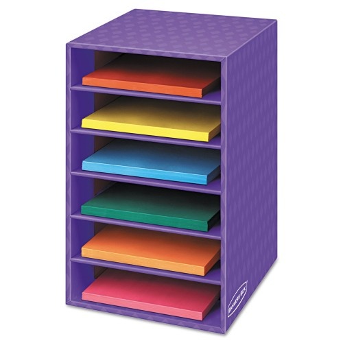 Fellowes Bankers Box Vertical Classroom Organizer, 6 Shelves, 11.88 x 13.25 x 18, Purple