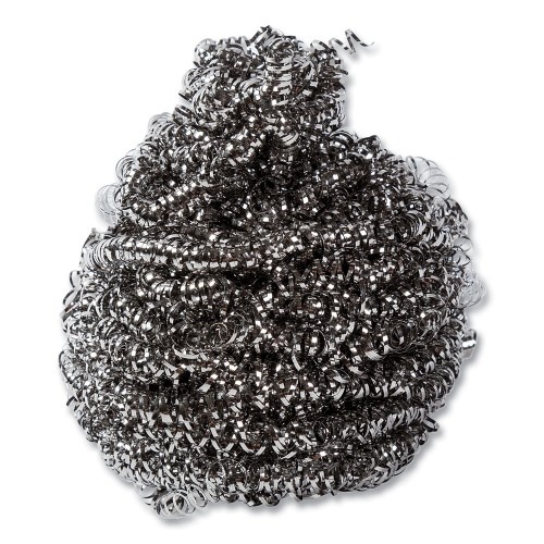 AmerCareRoyal Stainless Steel Sponge - 1.50 Oz, Gray, 12/Pack