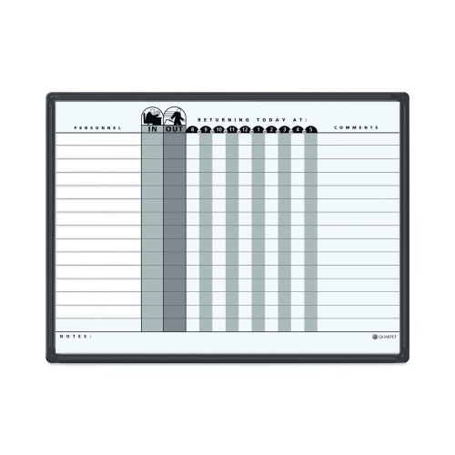 Quartet Employee In/Out Board System, 24 x 18, Porcelain White/Gray Surface, Black Aluminum Frame