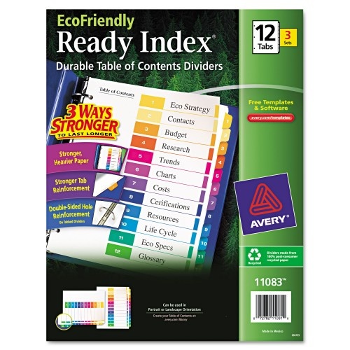 Avery Customizable Table Of Contents Ready Index Dividers