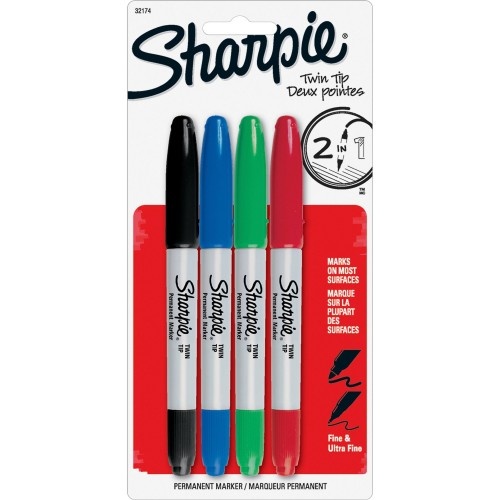 Sharpie Twin Tip Permanent Markers - Water Resistant and Fade Resistant