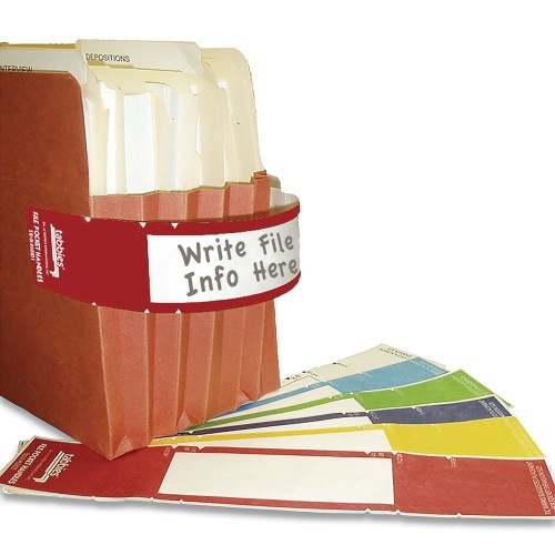 Tabbies File Pocket Handles, 9.63 x 2, Red/White, 4/Sheet, 12 Sheets/Pack