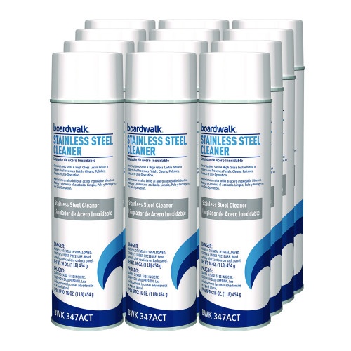 Boardwalk® Stainless Steel Cleaner & Polish, 12 Cans