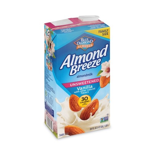 BlueDiamond Almond Breeze Almond Milk, Unsweetened Vanilla, 64 Oz Carton, 2/Pack