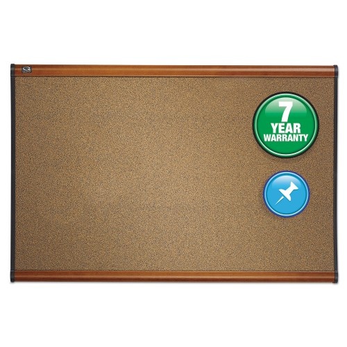 Quartet Prestige Colored Cork Bulletin Board, 36 x 24, Brown Surface, Light Cherry Fiberboard/Plastic Frame