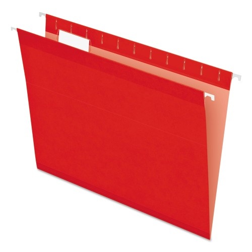Pendaflex Colored Reinforced Hanging Folders, Letter Size, 1/5-Cut Tabs, Red, 25/Box