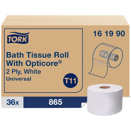 Tork Universal Bath Tissue Roll with OptiCore, Septic Safe, 2-Ply, White, 865 Sheets/Roll, 36/Carton