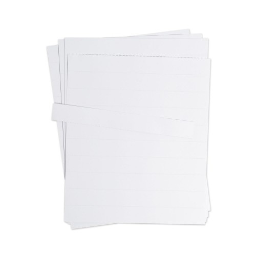 U Brands Data Card Replacement Sheet, 8.5 x 11 Sheets, Perforated at 1", White, 10/Pack