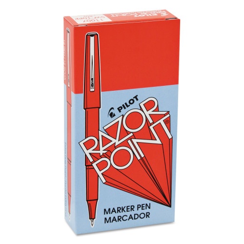 Pilot Razor Point Fine Line Porous Point Pen, Stick, Extra-Fine 0.3 Mm, Red Ink, Red Barrel, Dozen
