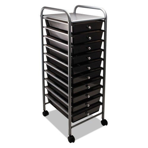 Advantus Portable Drawer Organizer, Metal, 1 Shelf, 10 Drawers, Matte Gray/Smoke