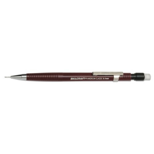 AbilityOne 752001 SKILCRAFT American Classic Mechanical Pencil, 0.5 mm, HB (#2.5), Black Lead, Burgundy Barrel, Dozen