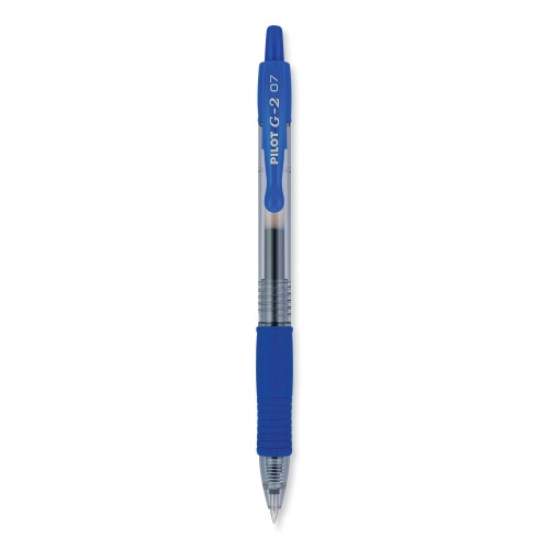 Pilot G2 Premium Gel Pen, Retractable, Fine 0.7 Mm, Blue Ink, Smoke Barrel, 2/Pack
