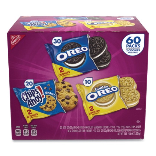 Nabisco Cookie Variety Pack, Assorted Flavors, 0.77 Oz Pack, 60 Packs/Carton