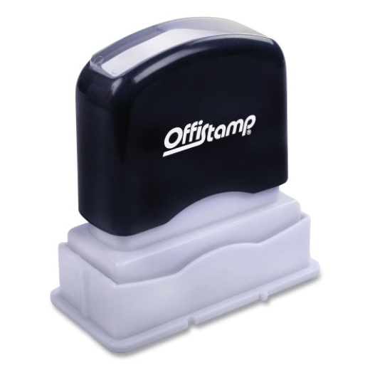 Offistamp Pre-Inked Message Stamp With Blank Date Box, Posted, 1.63" X 0.38", Red Ink