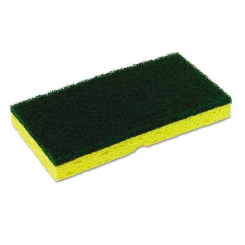 Continental Medium-Duty Scrubber Sponge - 3.13 x 6.25, 0.88 Thick, Yellow/Green, 5/Pack, 8 Packs/Carton