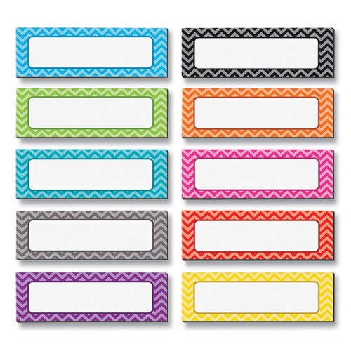 Teacher Created Resources Chevron Labels Magnetic Accents, 10 Assorted Colors, 4.75" X 1.5"
