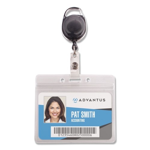 Advantus Resealable ID Badge Holders with 30" Cord Reel