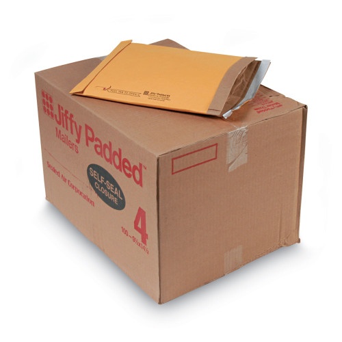 Sealed Air Jiffy Padded Mailer #4 - Natural Kraft, Self-Adhesive Closure, 9.5 x 14.5