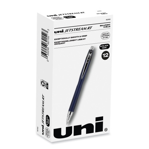 Uni-Ball Jetstream Retractable Ballpoint Pen, Fine 0.7 Mm, Black Ink, Blue Barrel