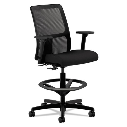HON Ignition Series Mesh Low-Back Task Stool, Supports Up to 300 lb, 24" to 33" Seat Height, Black