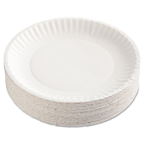AJM Paper Plates, 9" Dia, White, 100/Pack
