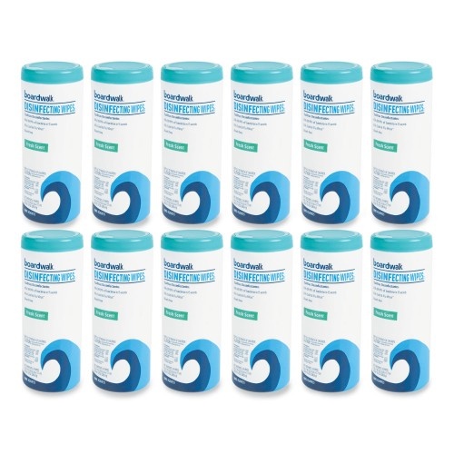 Boardwalk Disinfecting Wipes, 7 X 8, Fresh Scent, 35/Canister, 12 Canisters/Carton