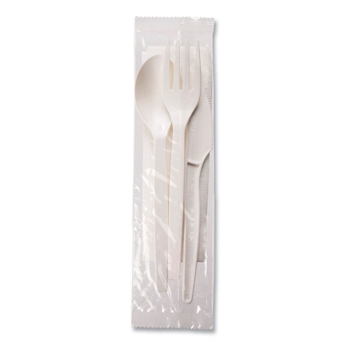 Wna Ecosense Renewable PSM Wrapped Cutlery Kit, White, 250/Carton