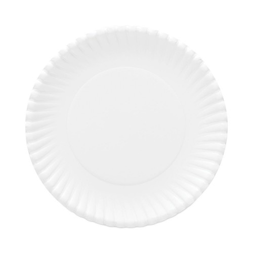 Ajm Gold Label Coated Paper Plates, 9" Dia, White, 120/Pack, 8 Packs/Carton
