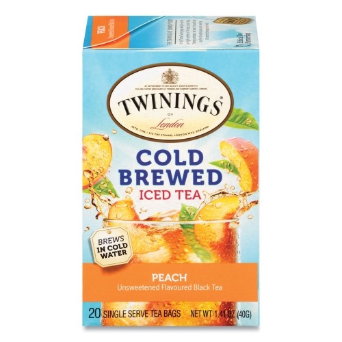 Twinings Cold Brew Iced Tea Bags, Peach - 20 Tea Bags for Refreshing Iced Tea