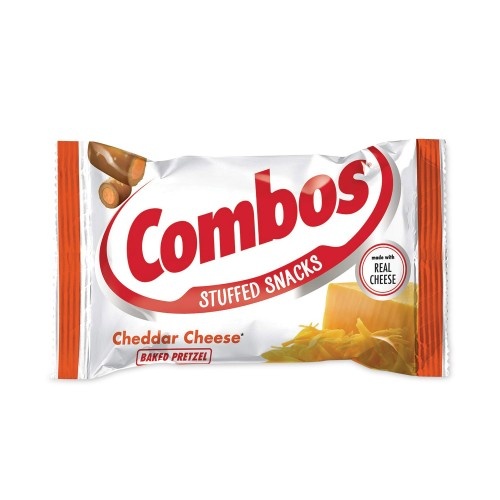 Combos Baked Snacks, 1.8 Oz Bag, Cheddar Cheese Pretzel, 18 Bags/Carton