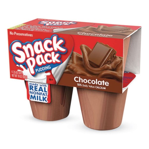 Snack Pack Pudding Cups, Chocolate, 3.5 Oz Cup, 48/Carton