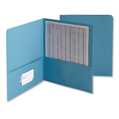 Smead Two-Pocket Folder, Embossed Leather Grain Paper, 100-Sheet Capacity, 11 x 8.5, Blue