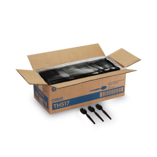 Dixie Heavyweight Teaspoons - Black, 1,000/Carton