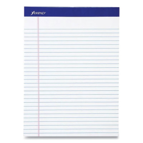 Ampad Perforated Writing Pads, Wide/Legal Rule, 50 White 8.5 x 11.75 Sheets, Dozen