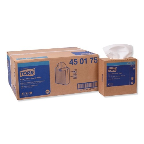 Tork Heavy-Duty Paper Wiper, 1-Ply, 9.25 x 16.25, Unscented, White, 90 Wipes/Box