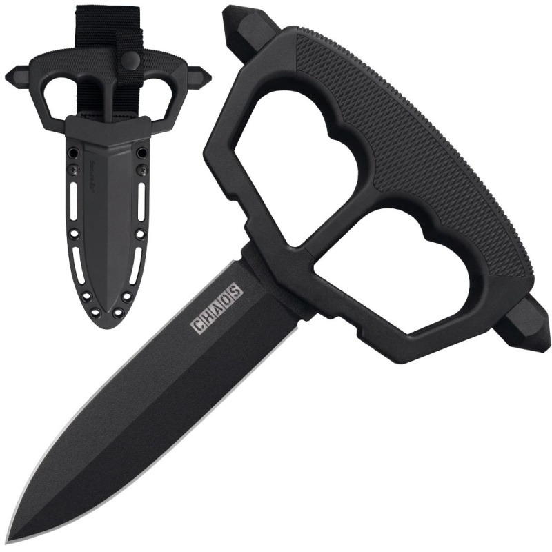 Chaos Push Knife W/ 2 Bolts Sk5 Blk Fine Powder Coat